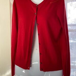 Ann Taylor red cardigan Size S with rhinestone buttons